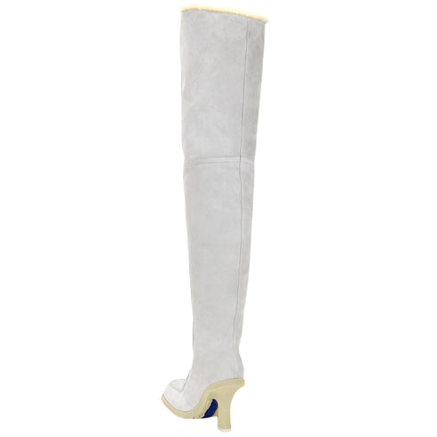 BURBERRY 8074716 Burberry Thigh High Roberta Boots FOAM/BUTTER (Light Grey) THIGH HIGH BOOTS WOMENS UK 3