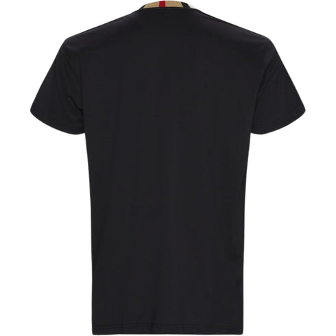 Burberry Pattern Collar Black Oversized T-Shirt S