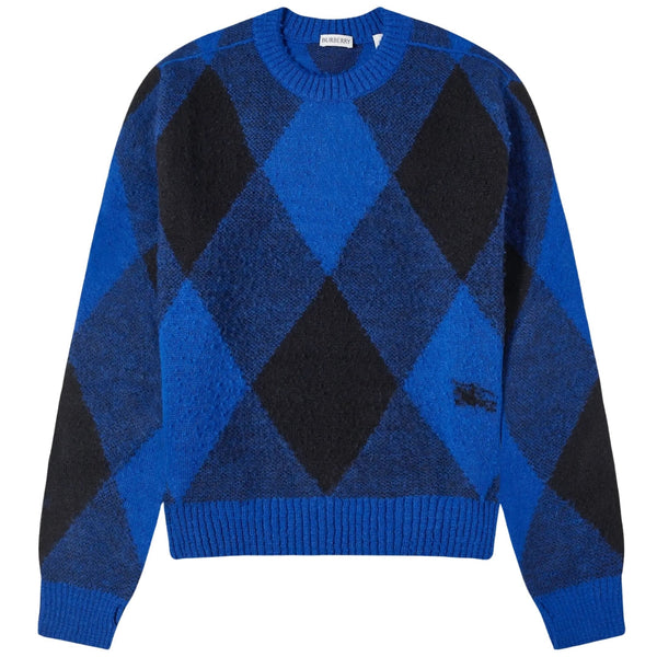 BURBERRY 8078750 Burberry Large Check Crew Knit KNIGHT IP PATTERN (BLUE/BLACK) SWEATSHIRT MALE M