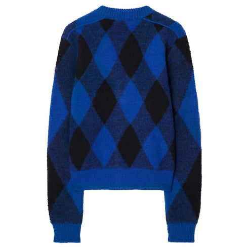 BURBERRY 8078750 Burberry Large Check Crew Knit KNIGHT IP PATTERN (BLUE/BLACK) SWEATSHIRT MALE M