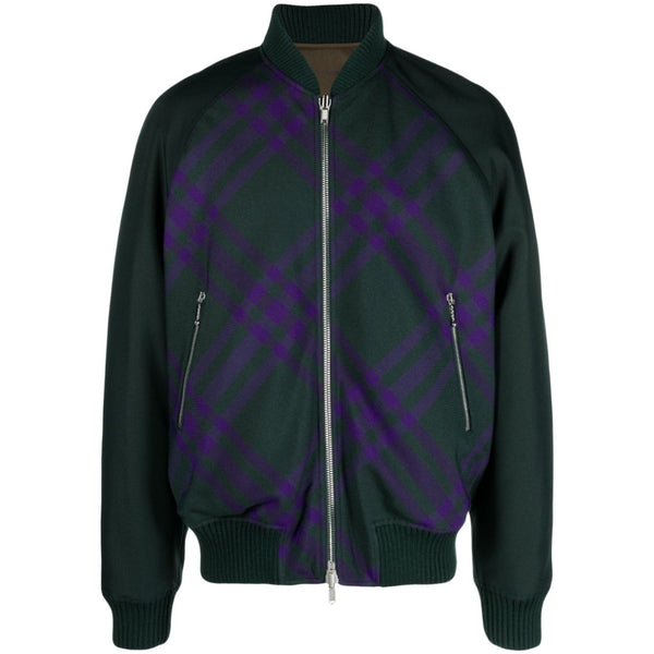 BURBERRY 8078899 Burberry Check reversible bomber jacket DEEP ROYAL IP CHECK (Green) JACKET MALE S