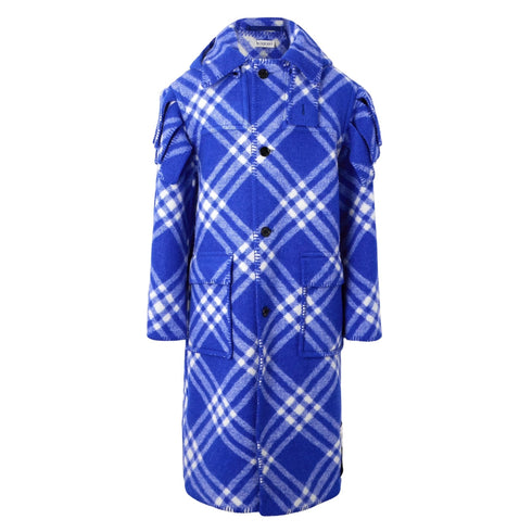 BURBERRY 8078913 Burberry Check Wool Cape Parka KNIGHT CHECK (Blue) JACKET MALE L