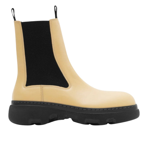 BURBERRY 8080141 Burberry Creeper leather Chelsea boots CUSTARD (Beige) CHELSEA BOOT MALE UK 8