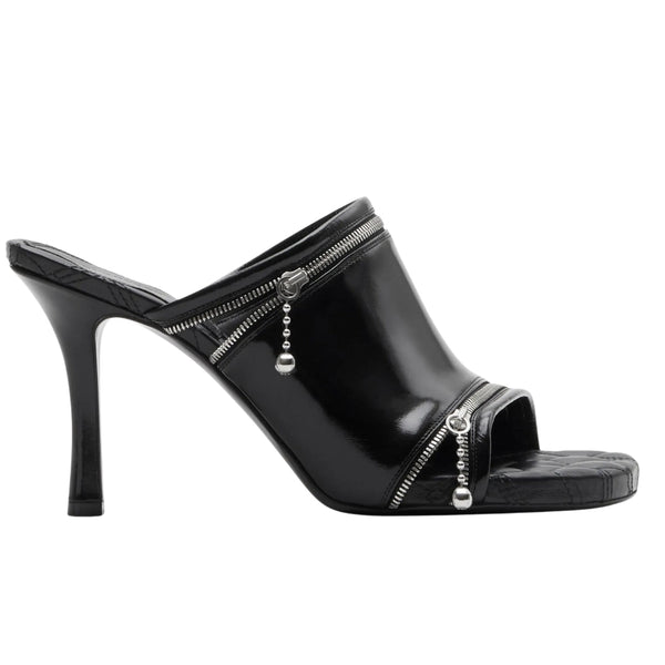 BURBERRY 8080259 Burberry Peep Heeled Mules BLACK PEEP SANDAL WOMENS UK 5