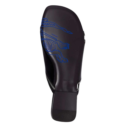 BURBERRY 8080270 Burberry Peep Zip Flast Leather Sandals BLACK PEEP SANDAL WOMENS UK 3