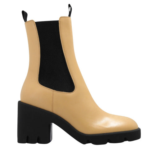 BURBERRY 8080326 Burberry Stride Platform Chelsea Boots CUSTARD (Beige) CHELSEA BOOT WOMENS UK 4