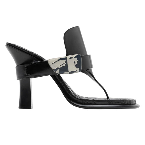 BURBERRY 8085544 Burberry Bay Leather Sandals BLACK BAY SANDAL WOMENS UK 4