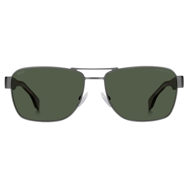 Hugo Boss Matte Ruthenium Dark Havana Legs Green Lensed Sunglasses BOSS 1441 0086 UC