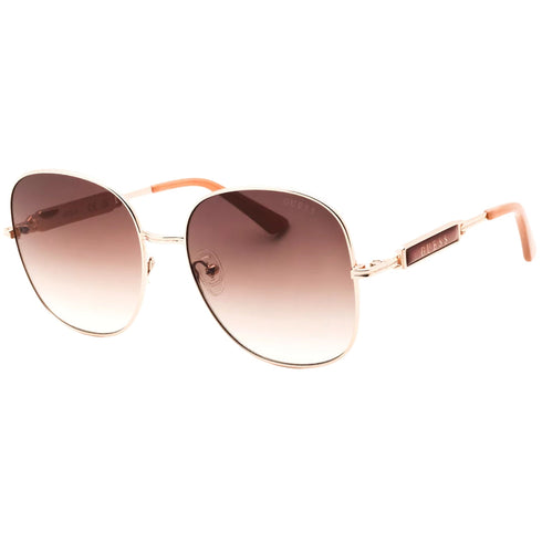 Guess Shiny Rose Gold Metal Frame Gradient Brown Lensed Sunglasses GF6190 28F