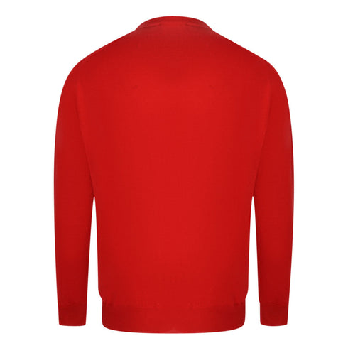 Aquascutum Check A Logo Red V Neck Jumper