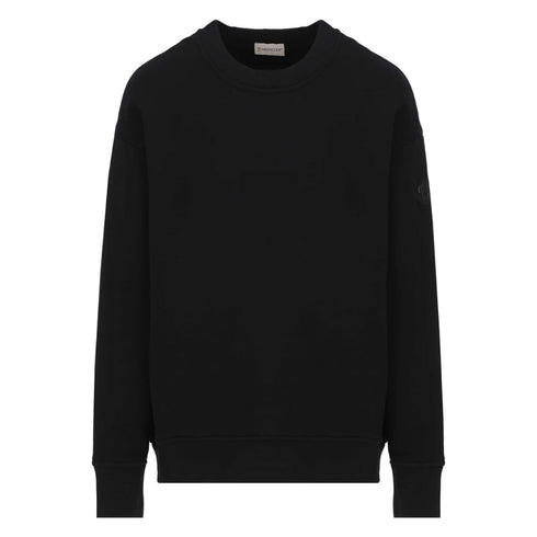 Moncler Detailed Logo On Back Black Sweatshirt - Style Centre Wholesale