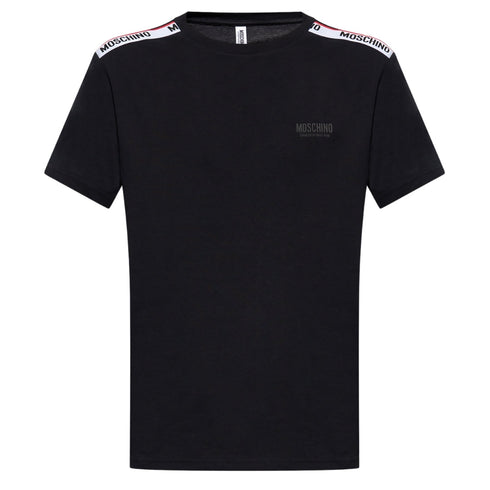 Moschino Taped Shoulders Brand Logo Black T-Shirt S