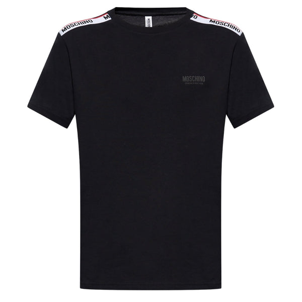 Moschino Taped Shoulders Brand Logo Black T-Shirt S