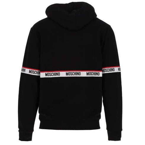 Moschino Branded Taped Chest Black Hoodie A1783 4409 0555 - Style Centre Wholesale