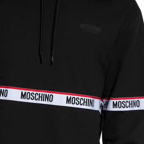 Moschino Branded Taped Chest Black Hoodie A1783 4409 0555 - Style Centre Wholesale