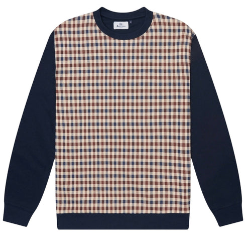 Aquascutum Active Club Check Crewneck Navy S