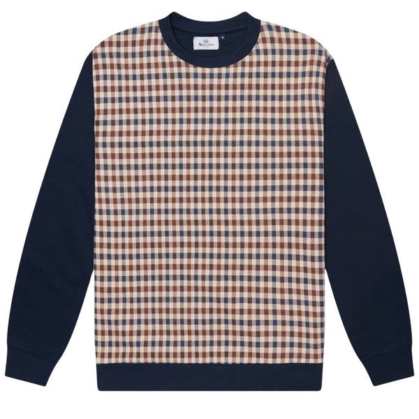 Aquascutum Active Club Check Crewneck Navy S