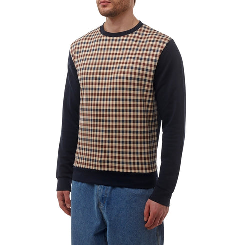 Aquascutum Active Club Check Crewneck Navy S