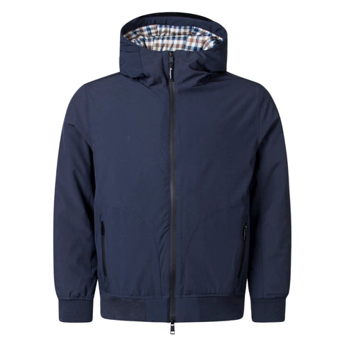 Aquascutum Active Hooded Jacket Navy Fw23 Jk008 11 Navy Blue Jacket Mens - Style Centre Wholesale