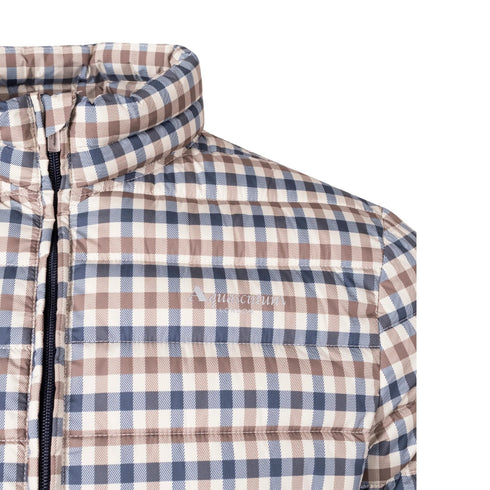 Aquascutum Active 100Gr Mock Neck Fw23 Jk012 28 Beige Check Jacket Mens - Style Centre Wholesale