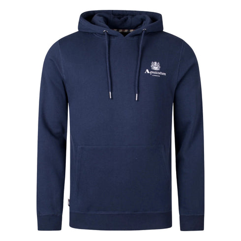 Aquascutum ACTIVE SMALL LOGO HOODIE FW23 SW002 11 Navy Blue Hoodie Mens S