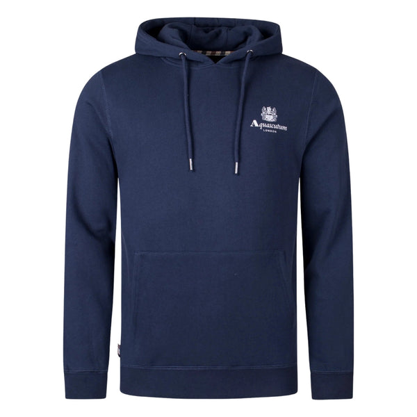 Aquascutum ACTIVE SMALL LOGO HOODIE FW23 SW002 11 Navy Blue Hoodie Mens S