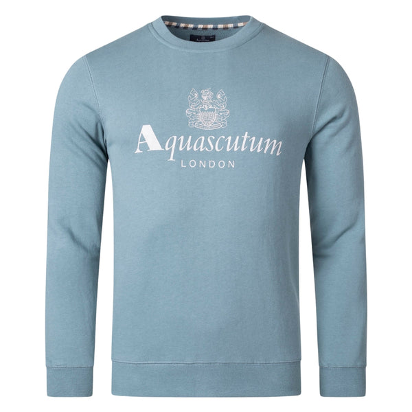 Aquascutum ACTIVE BIG LOGO CREW FW23 SW005 18 Blue Jumper Mens S