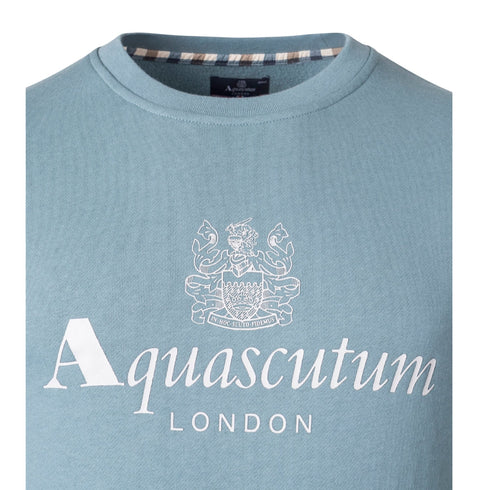 Aquascutum ACTIVE BIG LOGO CREW FW23 SW005 18 Blue Jumper Mens S