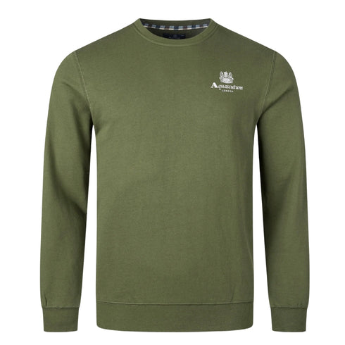Aquascutum ACTIVE SMALL LOGO CREW FW23 SW006 06 Green Jumper Mens XL