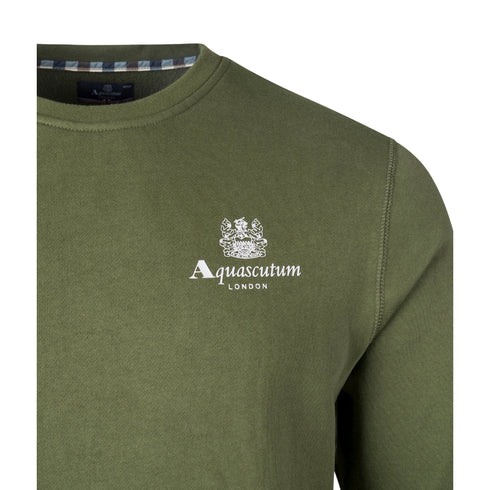 Aquascutum ACTIVE SMALL LOGO CREW FW23 SW006 06 Green Jumper Mens XL