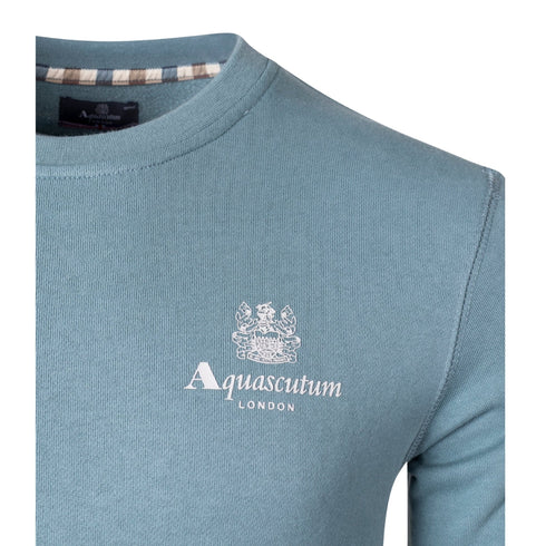 Aquascutum ACTIVE SMALL LOGO CREW FW23 SW006 18 Blue Jumper Mens S