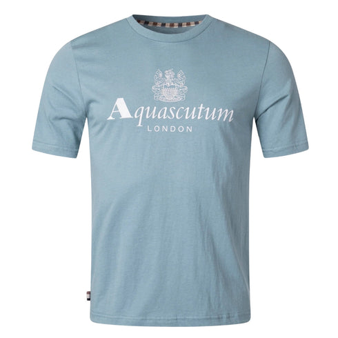 Aquascutum Active Big Logo T Shirt Fw23 Ts001 18 Blue T Shirt Mens