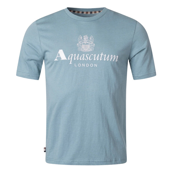 Aquascutum Active Big Logo T Shirt Fw23 Ts001 18 Blue T Shirt Mens