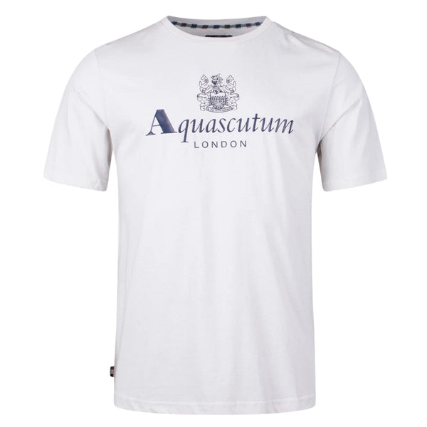 Aquascutum ACTIVE BIG LOGO T-SHIRT FW23 TS001 24 White T-Shirt Mens S