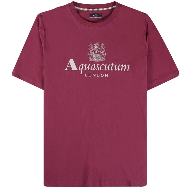Aquascutum ACTIVE BIG LOGO T-SHIRT FW23 TS001 26 Burgundy T-Shirt Mens M