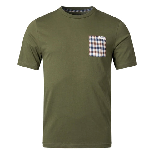 Aquascutum ACTIVE CHECK POCKET T-SHIRT FW23 TS004 06 Green T-Shirt Mens M
