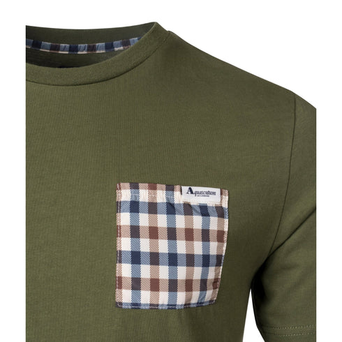 Aquascutum ACTIVE CHECK POCKET T-SHIRT FW23 TS004 06 Green T-Shirt Mens M