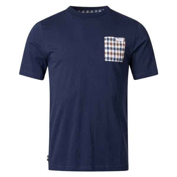 Aquascutum ACTIVE CHECK POCKET T-SHIRT FW23 TS004 11 Navy Blue T-Shirt Mens S