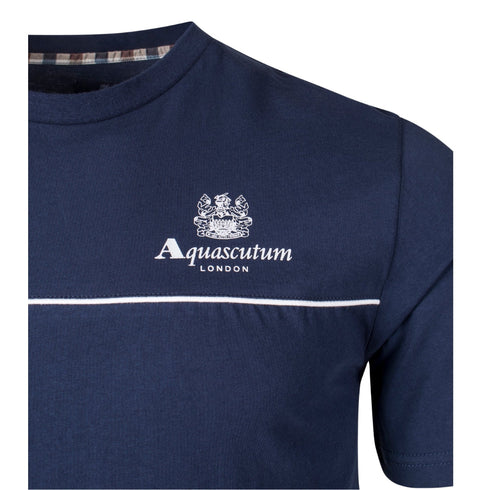 Aquascutum ACTIVE PIPING T-SHIRT NAVY FW23 TS005 11 Navy Blue T-Shirt Mens M