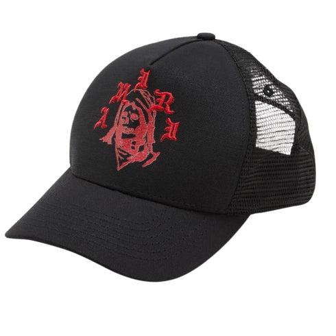 Amiri Reaper Branded Logo Black Trucker Hat One Size