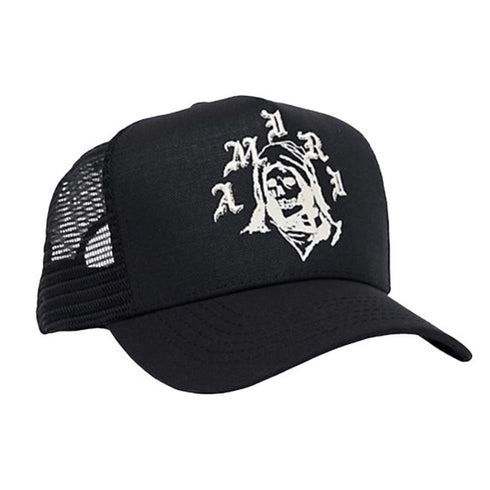 Amiri Reaper White Branded Logo Black Trucker Hat One Size