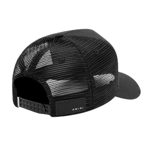 Amiri Reaper White Branded Logo Black Trucker Hat One Size