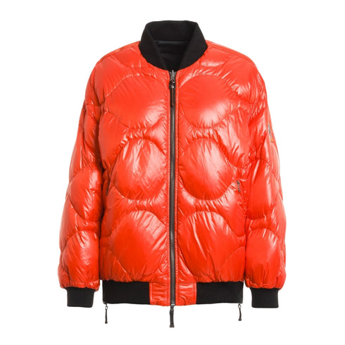 Parajumpers BOMB PWJKIN32 Reversible Jacket R028 PENCIL - CARROT Black - Reverse Side Orange Oversize Down Bomber Jacket Womens S