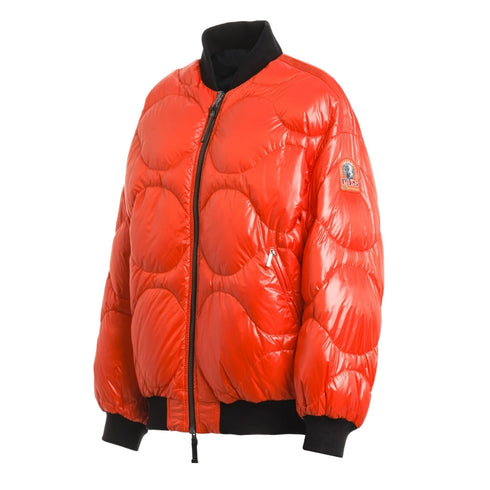 Parajumpers BOMB PWJKIN32 Reversible Jacket R028 PENCIL - CARROT Black - Reverse Side Orange Oversize Down Bomber Jacket Womens S