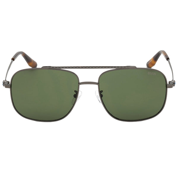 BMW Shiny Gunmetal Framed Green Lensed Sunglasses BW0005 08N