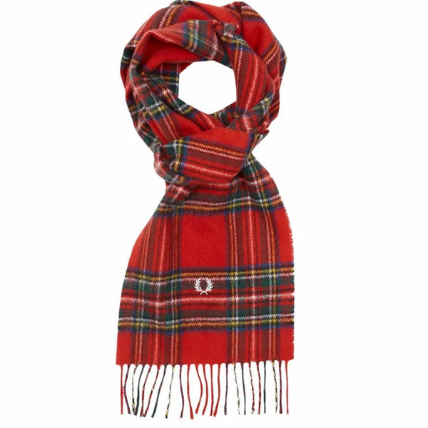 Fred Perry Royal Stewart Red Tartan Scarf C2114 943