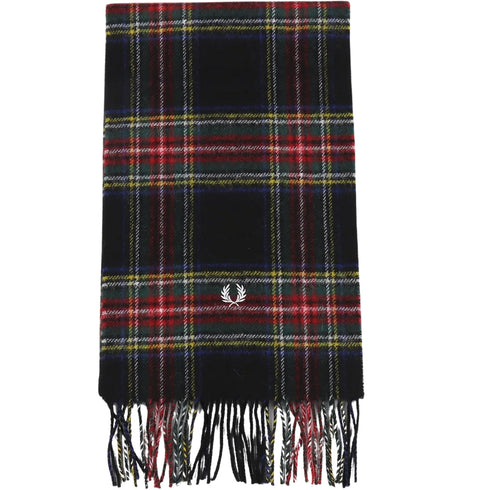 Fred Perry Black Stewart Tartan Scarf C4113 102