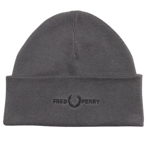 Fred Perry Graphic Logo Gunmetal Grey Beanie C4114 G85