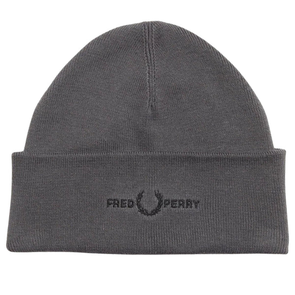 Fred Perry Graphic Logo Gunmetal Grey Beanie C4114 G85