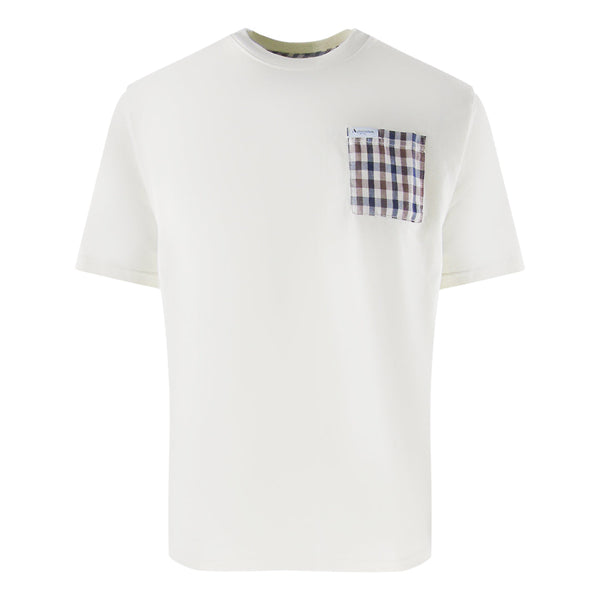 Aquascutum Active Club Check Pocket T Shirt Old White Aa_B005_Ts007_02 Mens